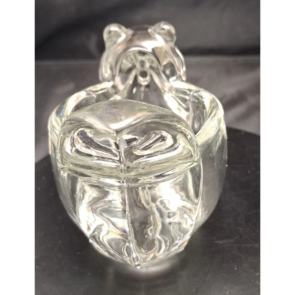 Avon Vintage Clear Glass Squirrel Votive Candle Holder Trinket Dish Figurine